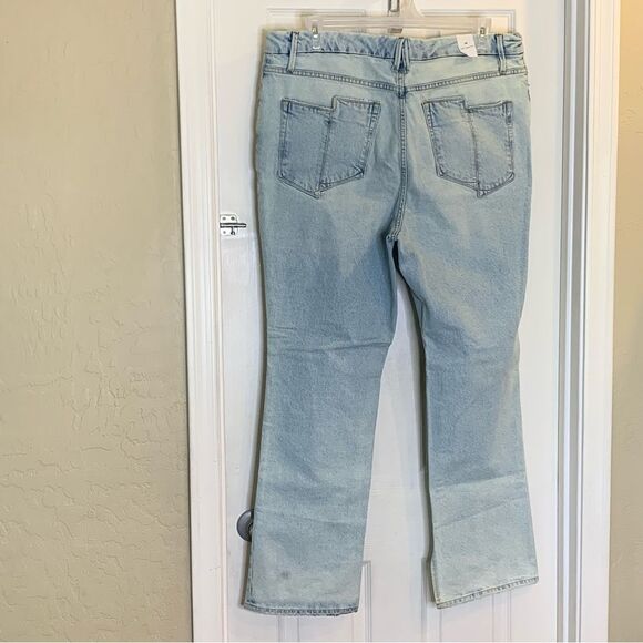 Good American Good Boy Split Hem Distressed Jeans Size 16 - Picture 4 of 10